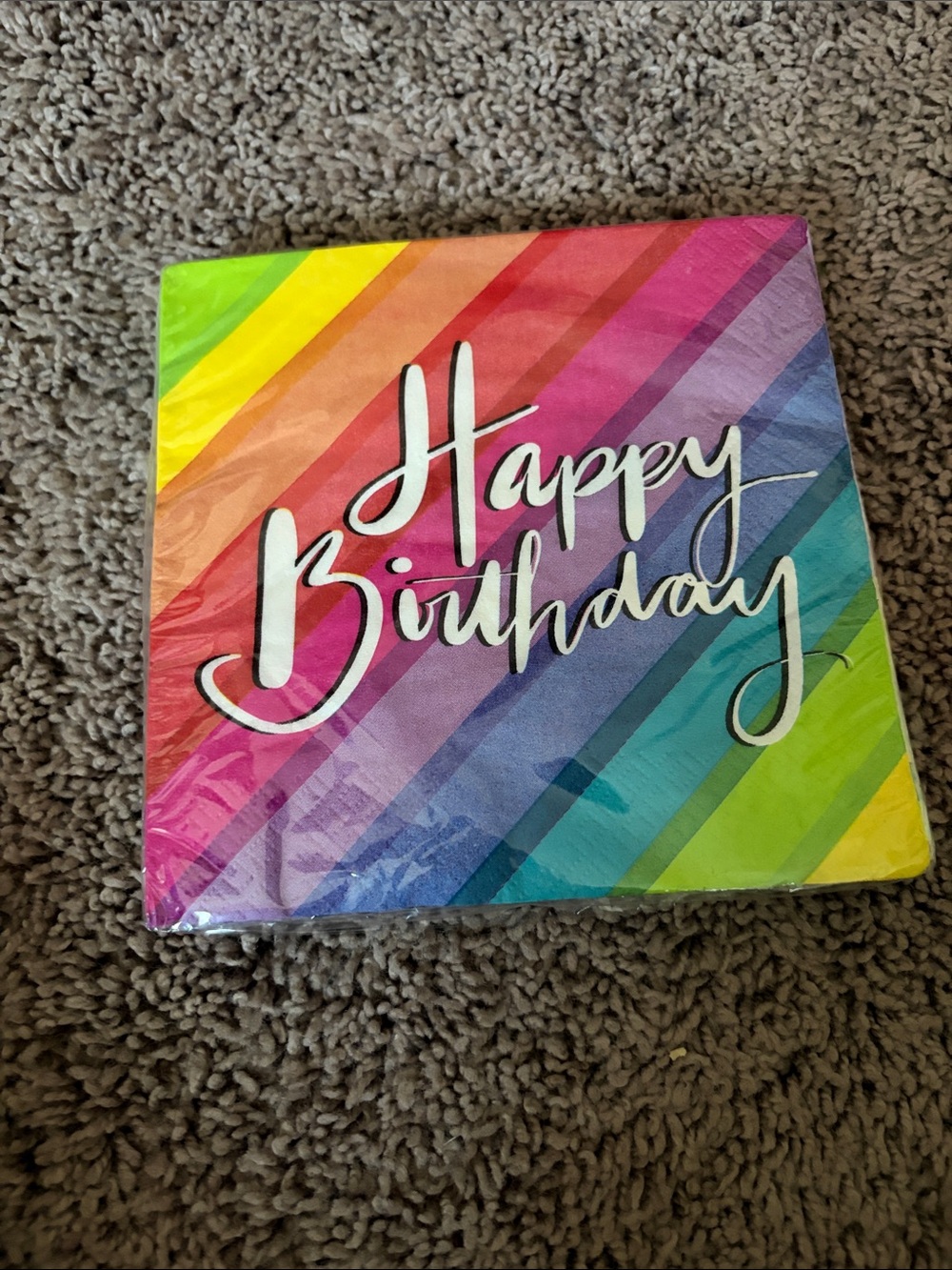 Rainbow Balloon Party Napkins - Multicolor Border